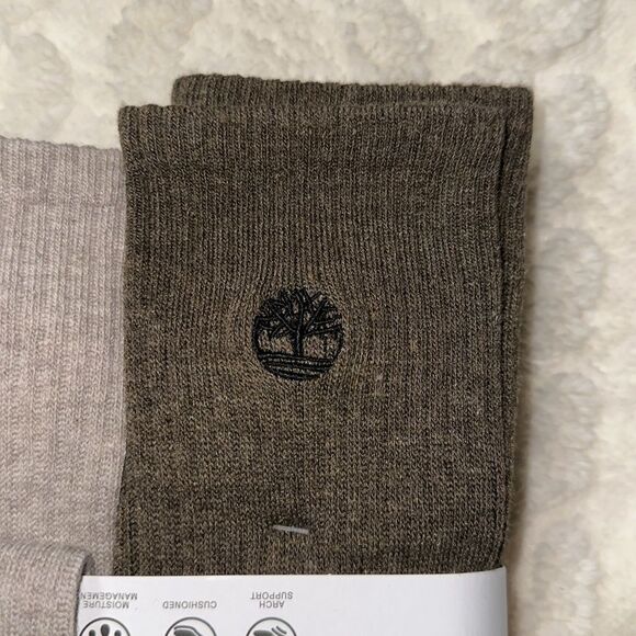 Timberland L 9-13 Brown Tan Green Gray Performance Cushioned Crew Socks 5pk - Picture 10 of 11
